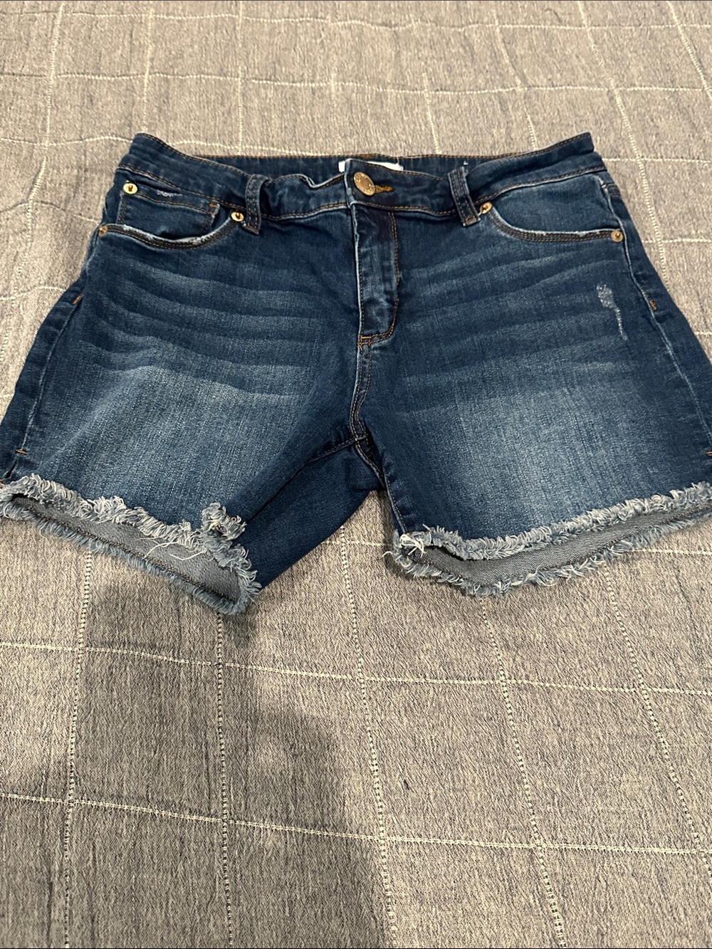 Women's Dark Blue Denim Frayed Hem Shorts by STS Blue